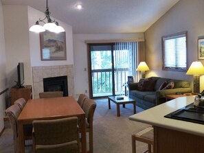 Living room and fireplace
