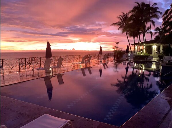 Pool View at Sunset