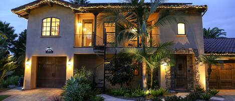 Front of house at dusk