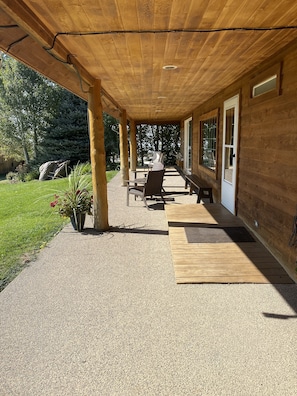 Front porch. We cant wait for you to sit and enjoy the views, quiet, animals,