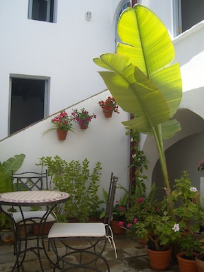 Flower filled patio entrance