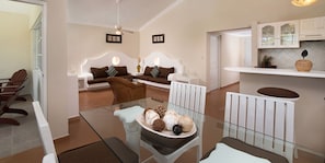 with living, dining and kitchenette