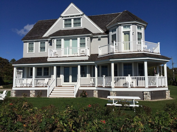 Ocean facing side of house taken from on top of the sea wall. (Fall 2014)