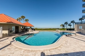 Community Pool & Hot Tub with Cabana overlooking the Gulf of Mexico