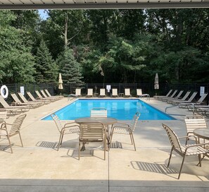 Association pool. Very short walk from the house but far enough from the noise.