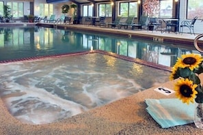 Indoor heated pool and jacuzzi
