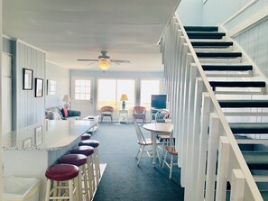 Lower Level Living Area and Kitchen