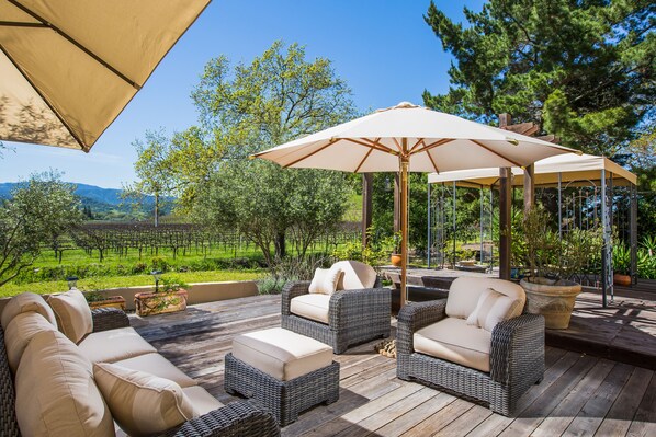 View from deck backing to the vineyard