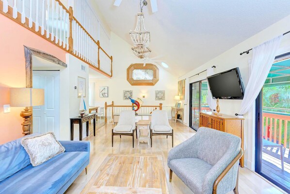 Larger living area opens to balcony, Siesta Key Village 3BR