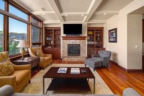 Gas fireplace with TV above