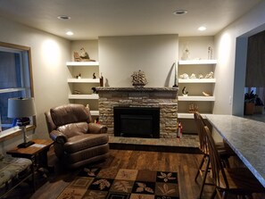 one of two fireplaces