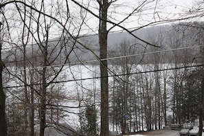 View of lake from upstairs bedroom