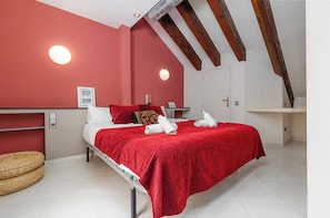 2nd bedroom with a double bed and a private terrace