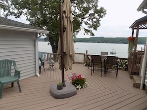 A beautiful view of the lake from your side-deck.