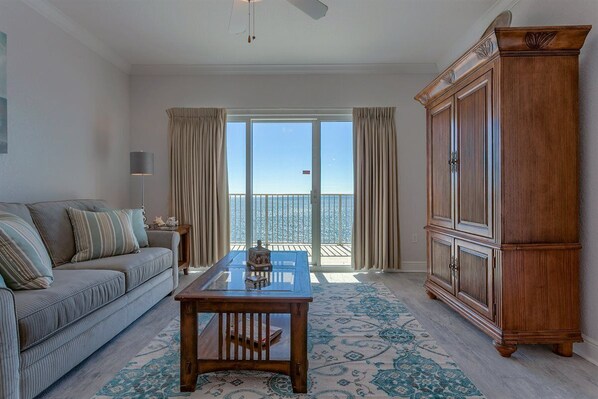 We've since replaced the credenza with 58" flatscreen on top a shorter cabinet.