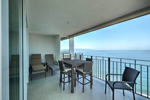 Enjoy panoramic views from the deck of the 26th floor.