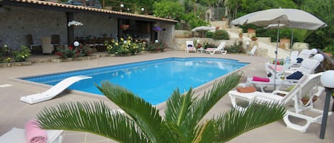 View of the galiired area and swimming pool