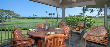 Lanai with abundant seating to enjoy with your extended family and friends.