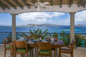 Dining Deck with St Thomas in the distance