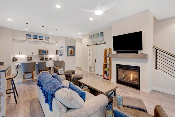Programmable gas fireplace and smart TV