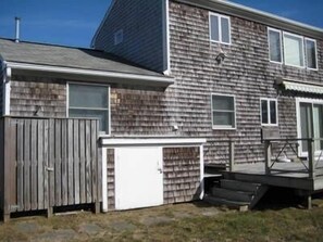 Rear view of our home (enclosed shower on left)