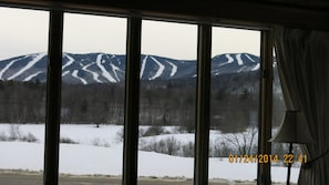 Living Room view to the mountain.Watch SR fireworks, nestled up to the fireplace