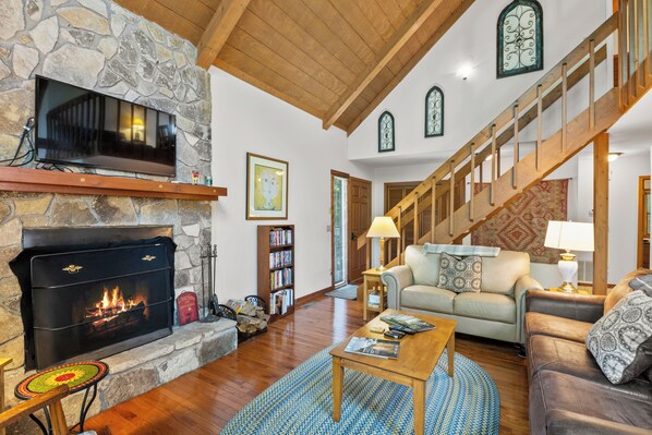 Main Level, Living Area with Wood Burning Fireplace