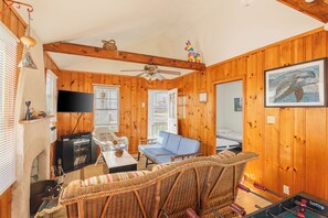 Game and TV room. You'll find puzzles, books and games for all ages.