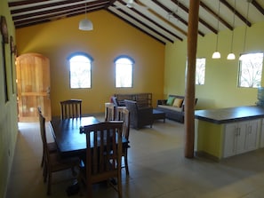 The living room and dining area seen from a different angle