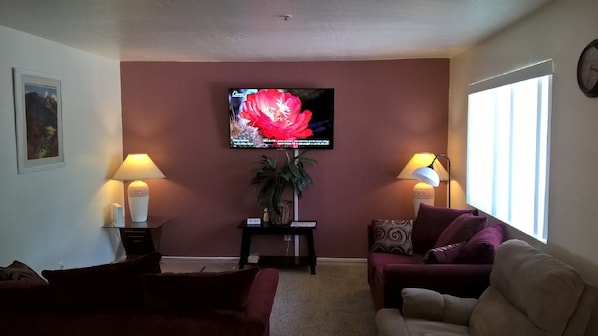 livingroom,with 55 inch 4K internet tv