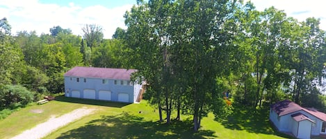 The upper level house steps away from the lake and  beach.
