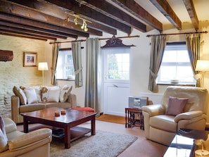 Charming beamed living room | Penny Croft - The Crofters Cottages, Llangeinor, near Bridgend