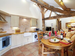 Open plan living space with beams | Bramble Cottage - Smallshaw Cottages, Millhouse Green, near Penistone