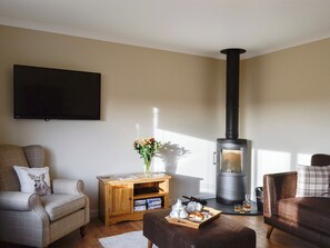 Comfortable living room with wood burner | Hillview, Gateside, near Beith