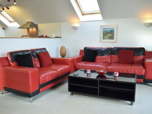Comfortable leather furniture | The Plucking Barn, Llanwnnen, near Lampeter