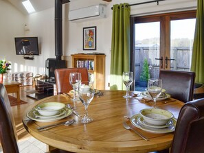 Convenient dining area | Little Hendre Lodge - Old Hendre Farm, Wonastow, near Monmouth