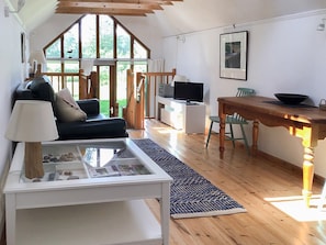 Living area with exposed woodwork | The Studio, Hoe, near Dereham