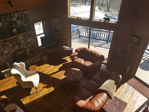 Loft view of the spacious living room 