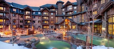 The ski lift just feet away,  step onto the slopes & soak in the hot tub after.