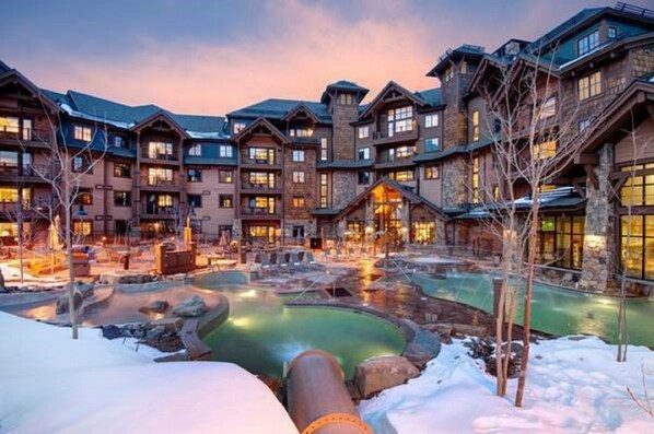 The ski lift just feet away,  step onto the slopes & soak in the hot tub after.