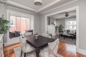 View from dining room into living room