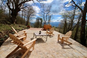 Private wood fired hot tub and amazing views from the sky terrace