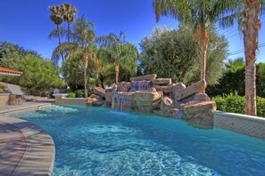 Private Backyard Oasis w/ 5 ft deep Pool, steps  on both sides -good for v-ball!