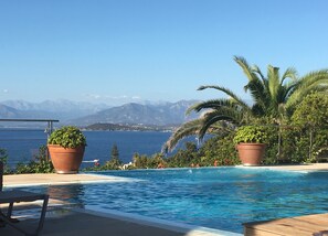 The Corsican mountain chain as seen from the pool