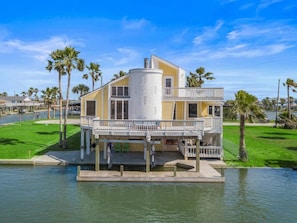 Multiple decks overlooking the canal allow for maximum fun in the sun