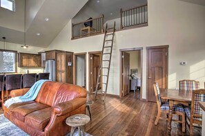 A spiral staircase leads you up to your private unit.