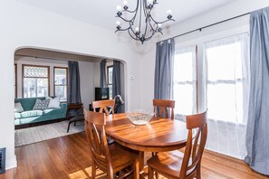 A fantastic dining room opening up into the living room.