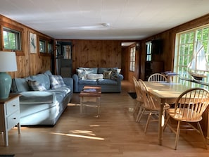 Main living area. Pull out queen sleeper with memory foam mattress.