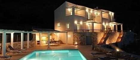 Aloni Villas and Pool at Night