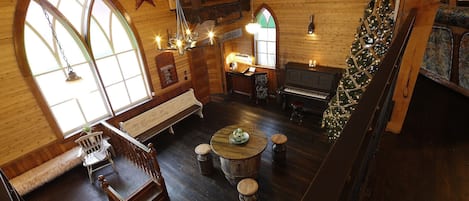 Common Hall Entertainment space with pool table, piano, organ, guitar, and games